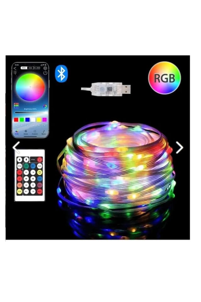 Led Animasyonlu Tak Çalıştır Kumandalı Trafolu Rgb Şerit Işık Aydınlatma 5 Metre