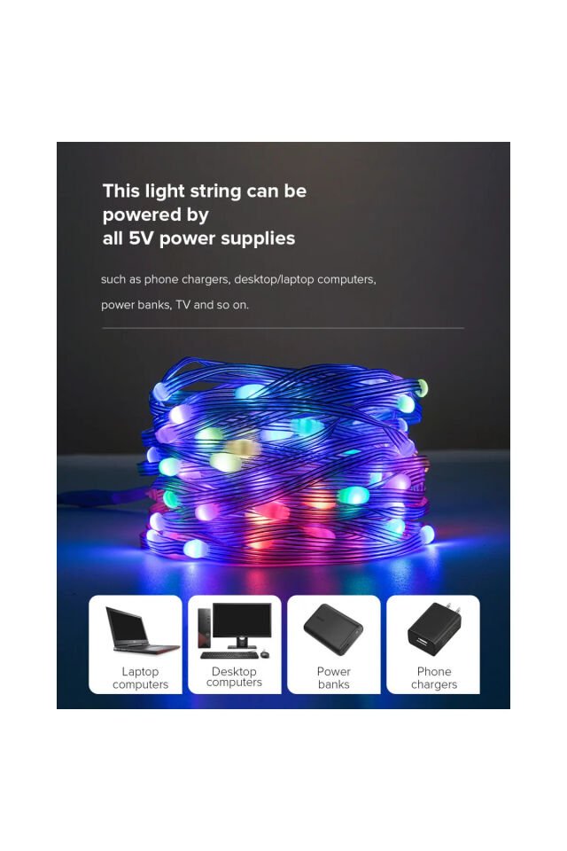 Led Animasyonlu Tak Çalıştır Kumandalı Trafolu Rgb Şerit Işık Aydınlatma 5 Metre