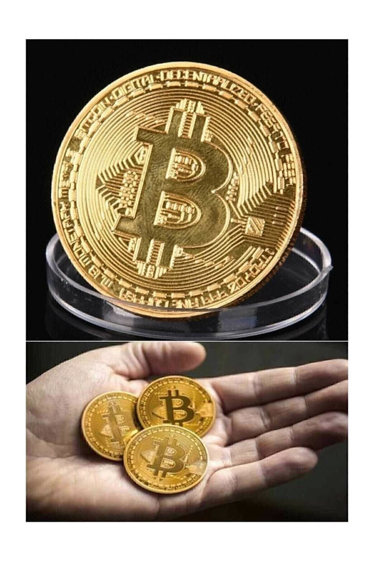 Bitcoin Madeni Hatıra Para 1 Adet Metal Altın - Tek Ebat