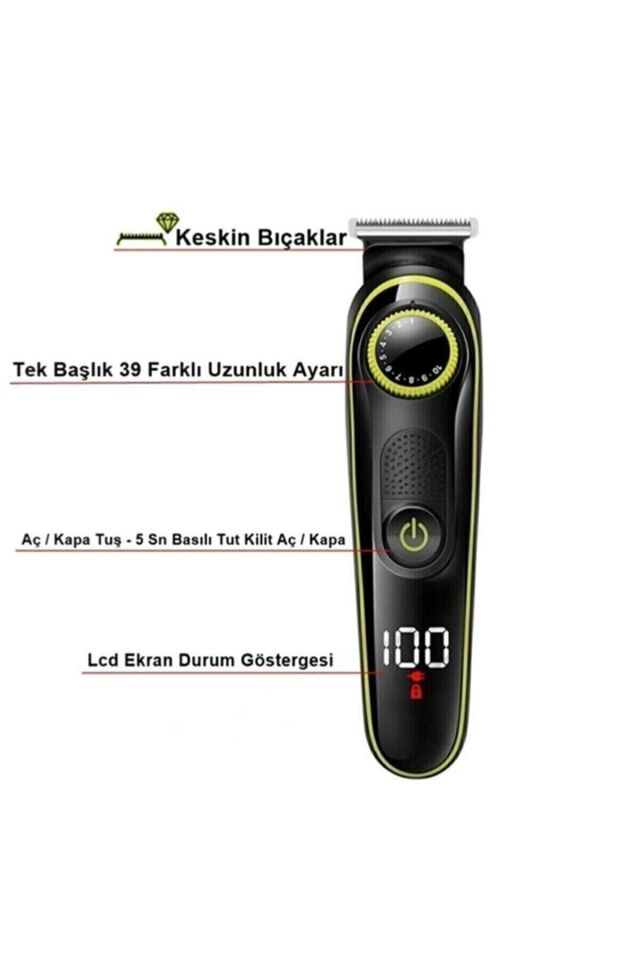 Yeni Nesil 5 Başlı Pro Kuaför Saç Sakal Burun Ense Tıraş Makinesi 5 In 1 Ultimate