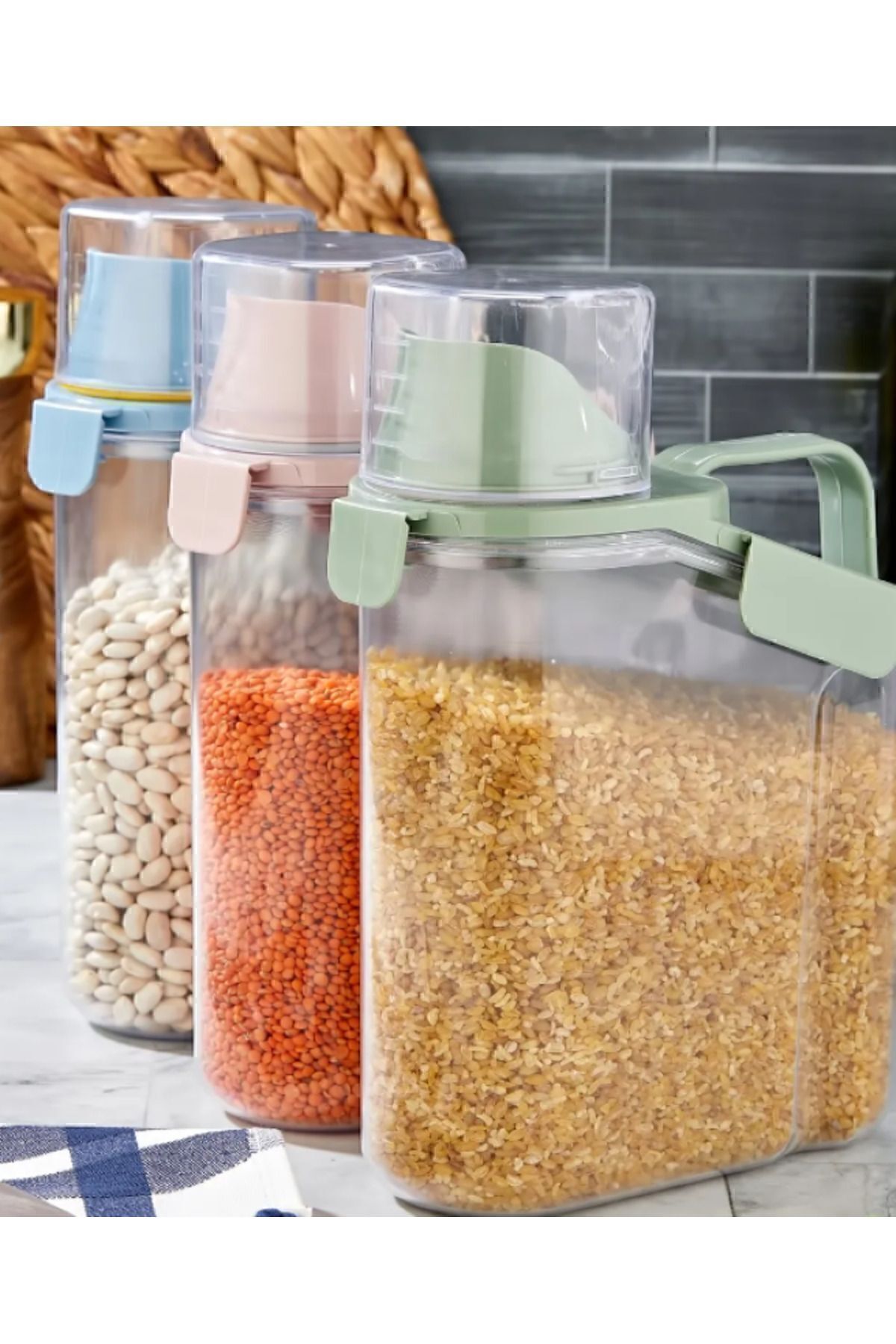 1.1 litre Contalı Hava Almaz Bakliyat Sıvı Mama Deterjan Gibi Ürün Saklama Kabı 1 adet fiyatı