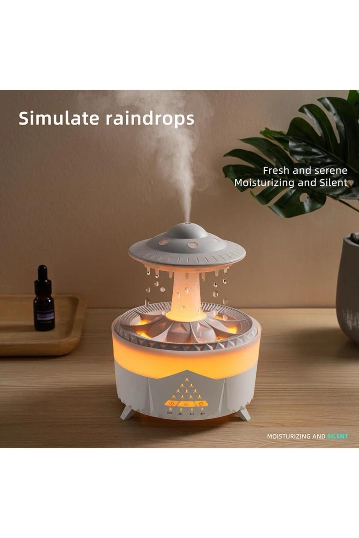 Ultrasonik Hava Nemlendirici Buhar Makinesi Ve Aroma Difüzörü Işıklı Terapi Aromatik Koku Verici Gri - Tek Ebat