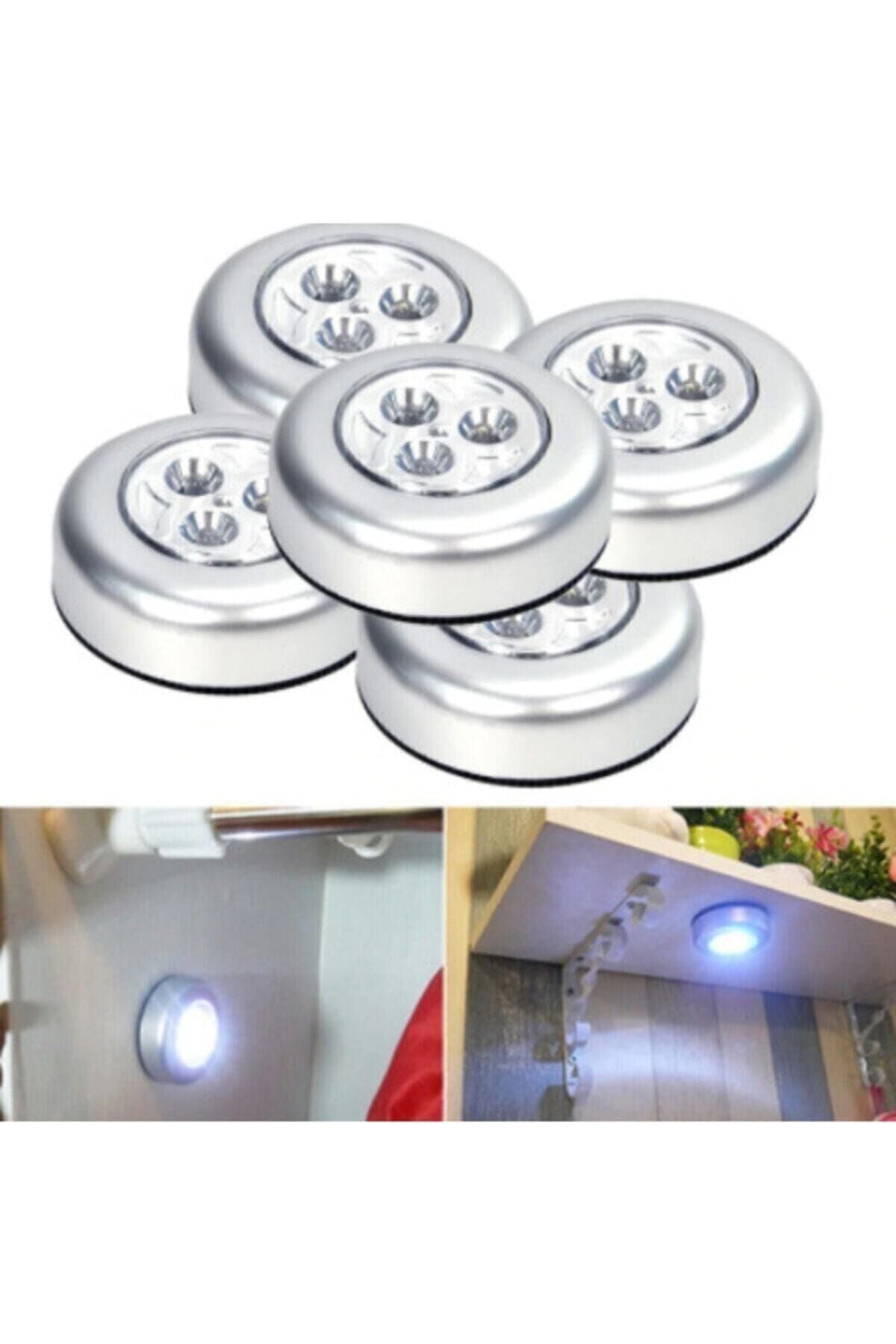 5'li Set Mini Led Işıklı Pilli Lamba Portatif Dolap Içi Gizli Işık Kablosuz Duvar Kapı Aydınlatma
