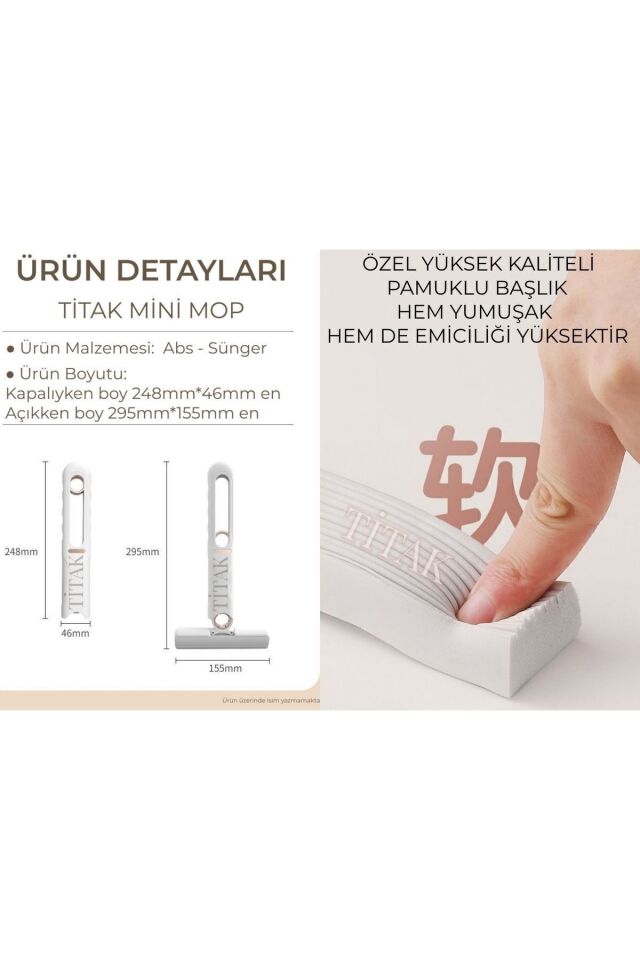 Taşınabilir Mini Mop Kendinden Sıkmalı Mini Temizlik Paspası Mutfak-araba-banyo-camlarda Kullanım