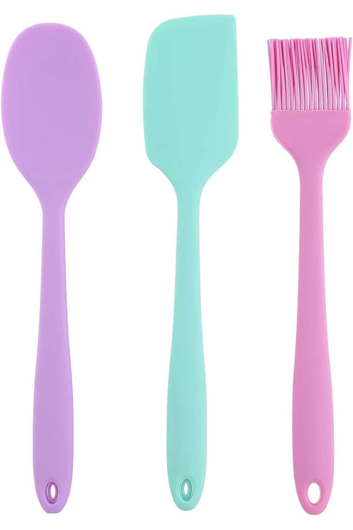 3 lü Takım Yanmaz Yapışmaz Mutfak Pasta Slikon Yumurta Fırçası Kaşık Spatula Seti