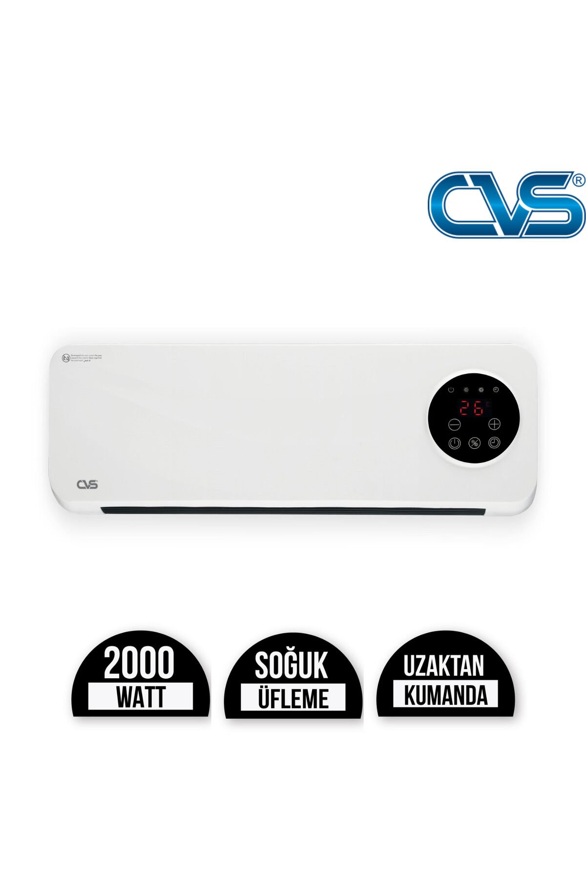 Duvar Tipi Kumandalı Sıcak Soğuk Fanlı Isıtıcı  2000W DN-3053 Beyaz - Tek Ebat