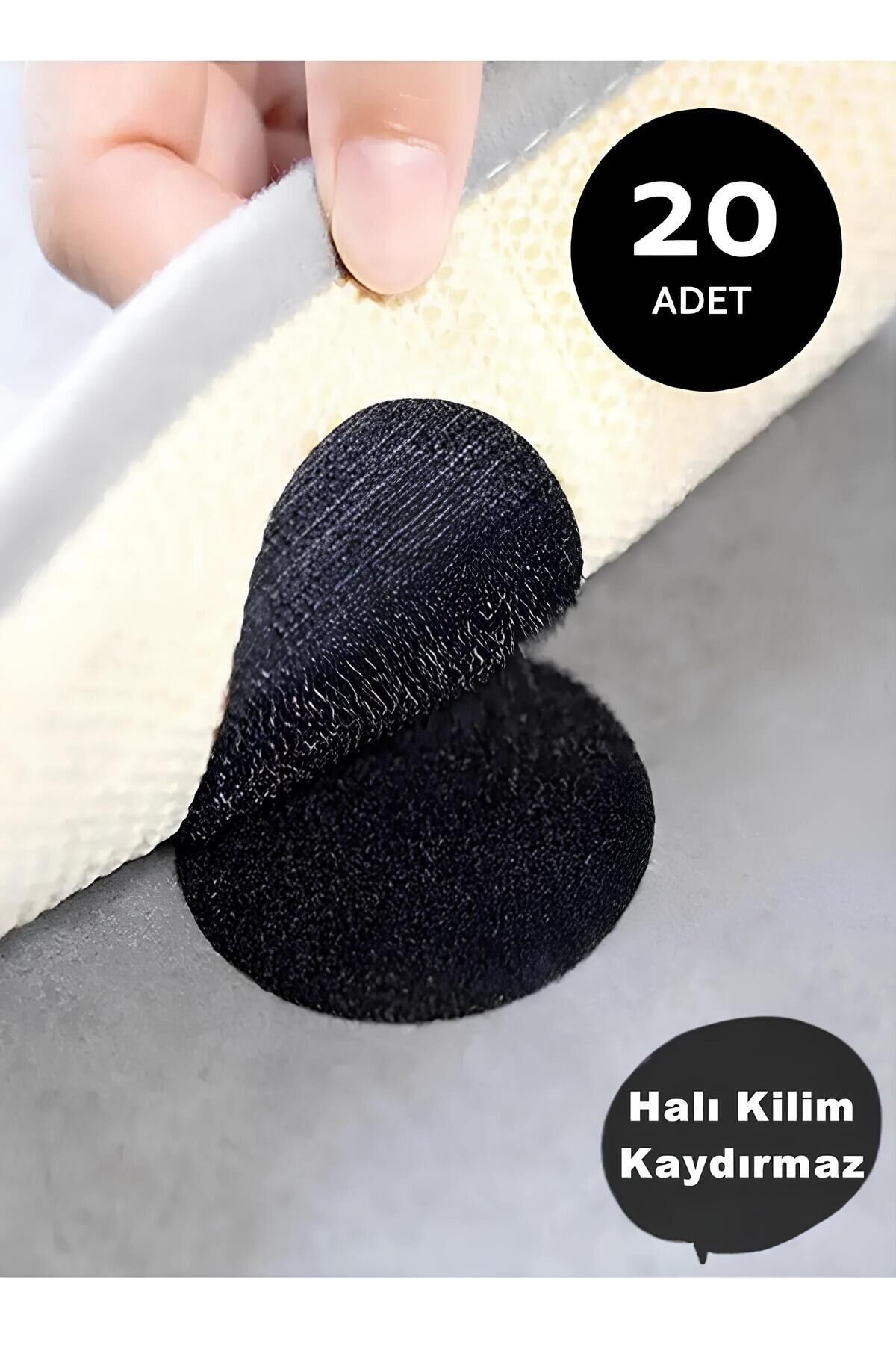 20'li Halı Kilim Koltuk Örtüsü Sabitleyici Kaydırmaz Cırt Yıkanabilir Kendinden Yapışkanlı Ped Siyah - Tek Ebat