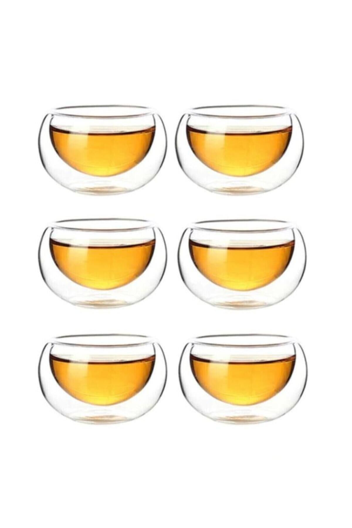Çift Cidarlı Sosluk 35 Ml 6 Adet | 6'lı Borosilikat Cam Sos Çerez Mini Kase Seti