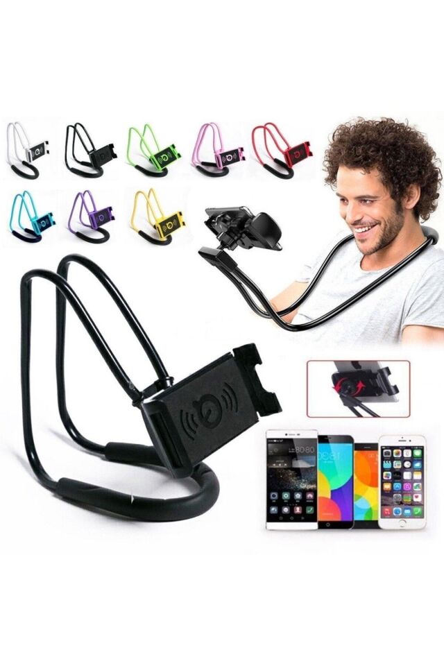 Boyun Askılı Telefon Tutucu 360 Derece Dönerli Portatif Stand