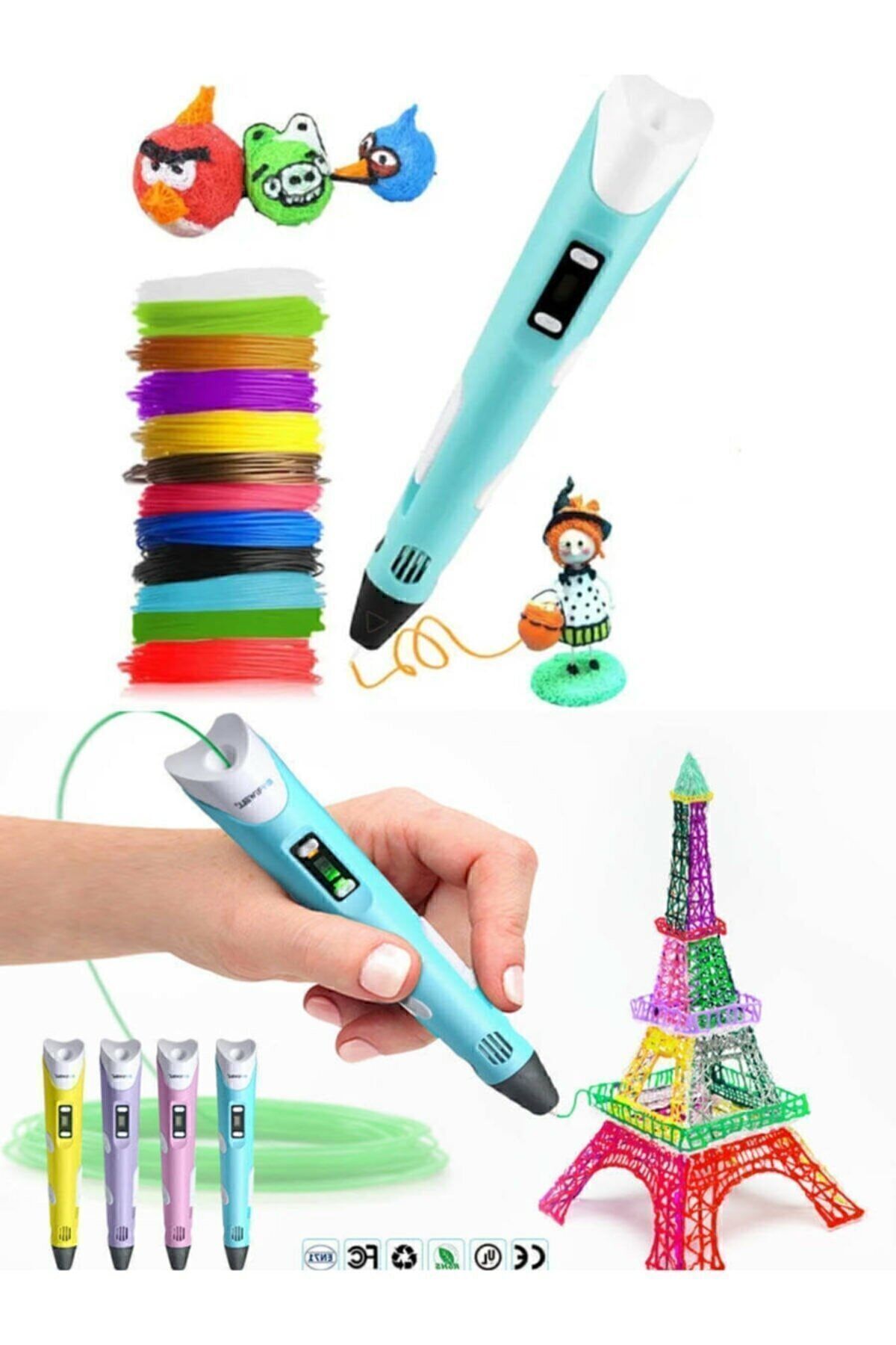 3d Pen Kalem istanbul filament - Üç Boyutlu Yazıcı Kalem Printer 3 Renk Filament