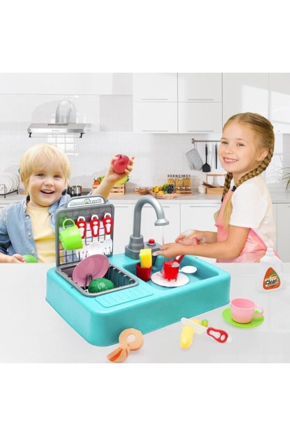 7010 Modern Lavabo Pilli Çeşmeli Mutfak 25 Prç Pembe