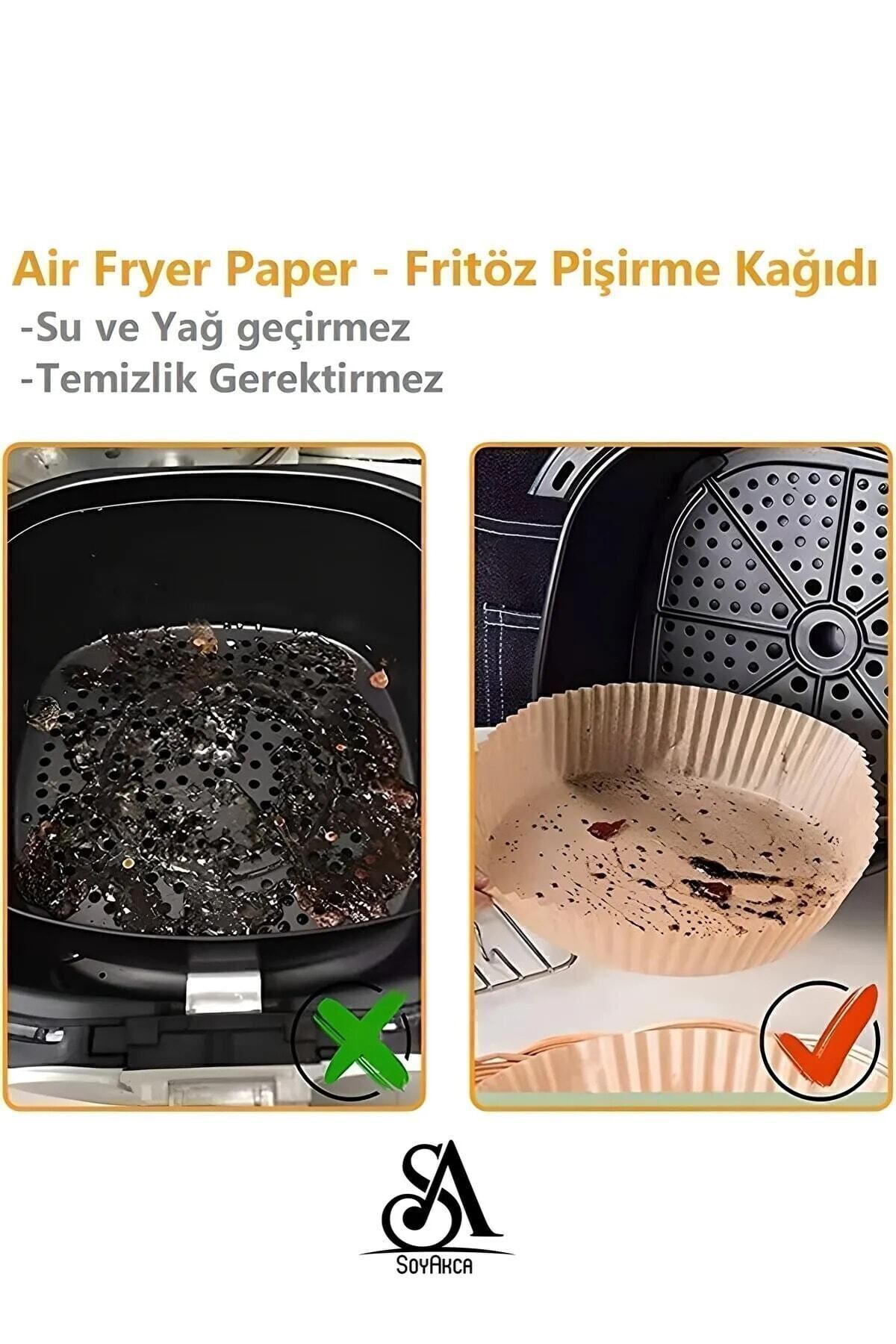 Philips Airfryer Xiaomi Uyumlu Hava Fritözü Hava Firitözü Philips Yağsız Fritöz Pişirme Kağıdı 50'li Tek Ebat