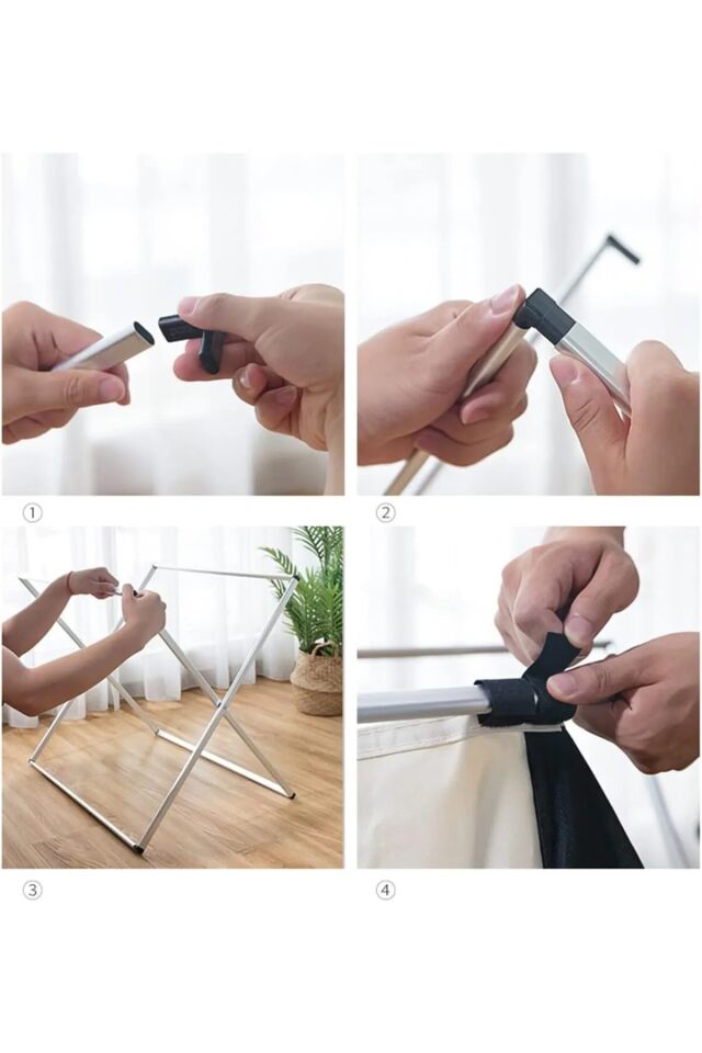 3 Katlanabilir Bölmeli Pinterest Stil Çok Amaçlı Dayanıklı Banyo Kirli Çamaşır Sepeti Siyah - Tek Ebat - 60 x 40