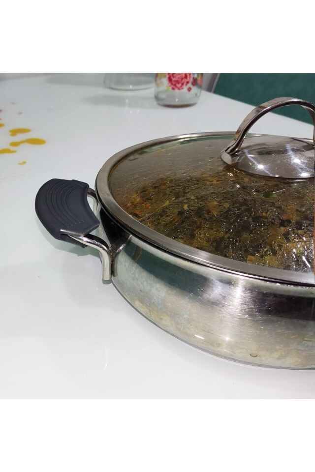 Silikon Tencere Tava Tutacağı Yanmaz Yapışmaz Tutamaç (2 Adet) Antrasit - Tek Ebat - 90 x 45