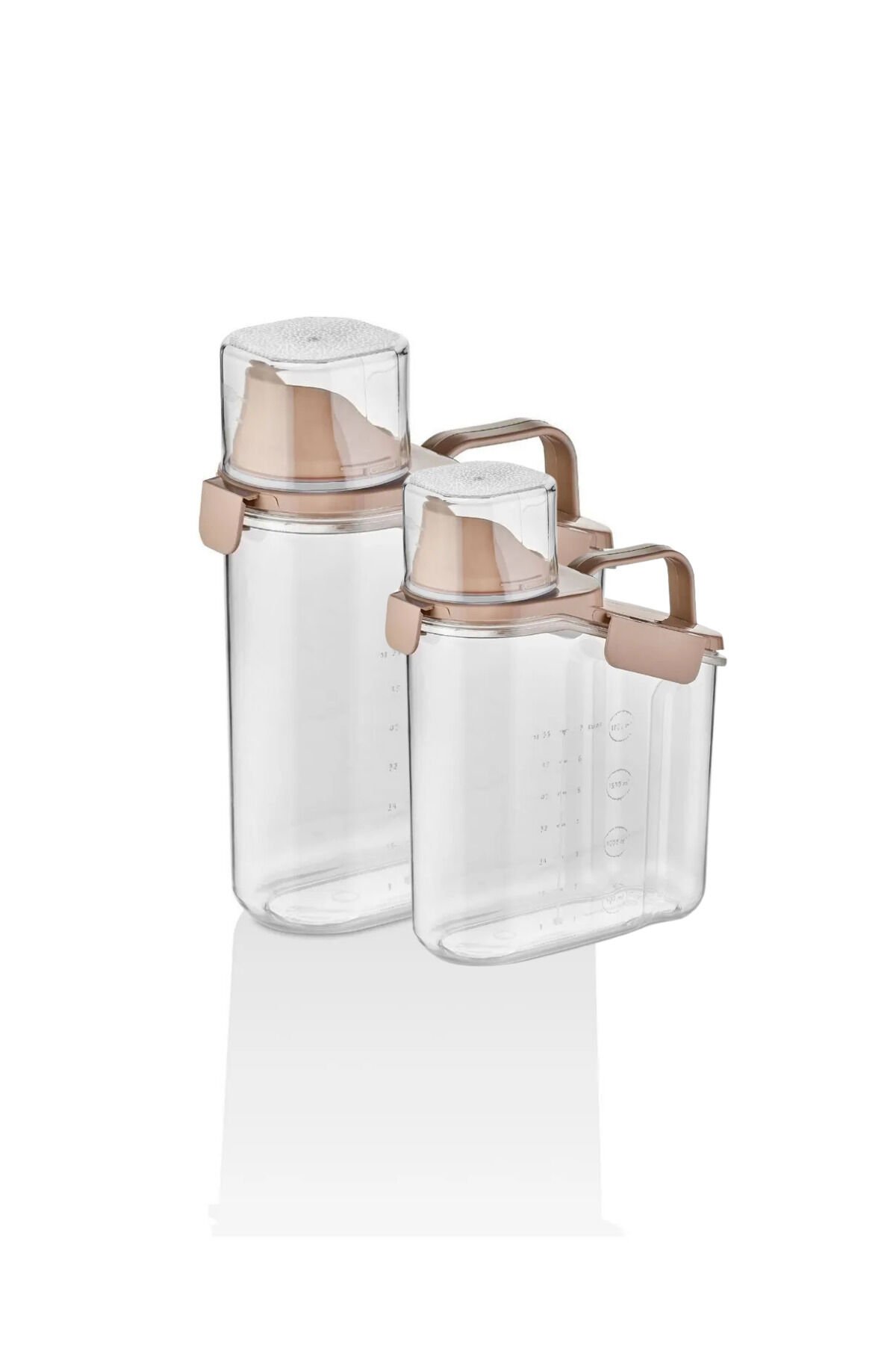 2 li 1.8 ve 1.1 ml Hazneli Çok Amaçlı Sızdırmaz  Mama - Deterjanlık - Bakliyat Pirinç Saklama Kabı Pembe - Tek Ebat