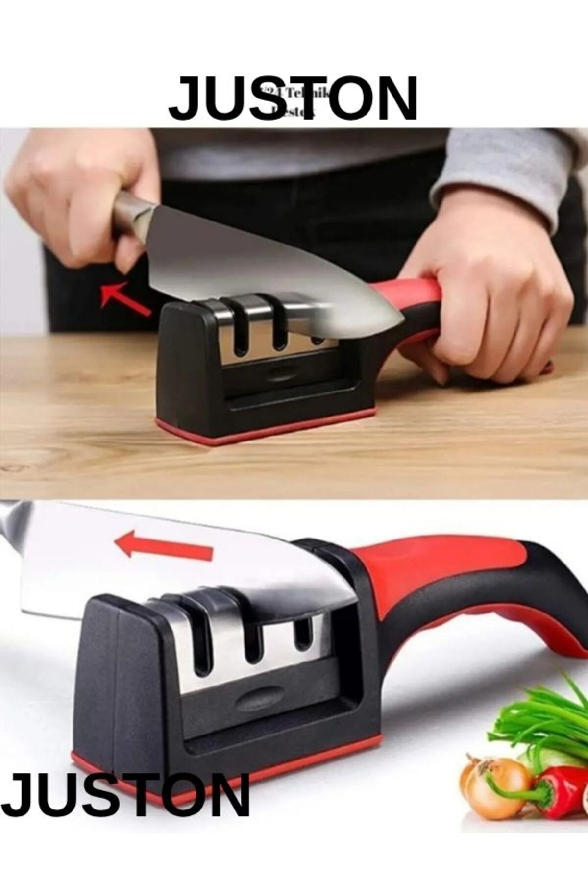 Juston Bıçak Bileyici 3 Açılı Elmas Tungsten Çelik El Bıçakları Bileme Aleti Tek Ebat
