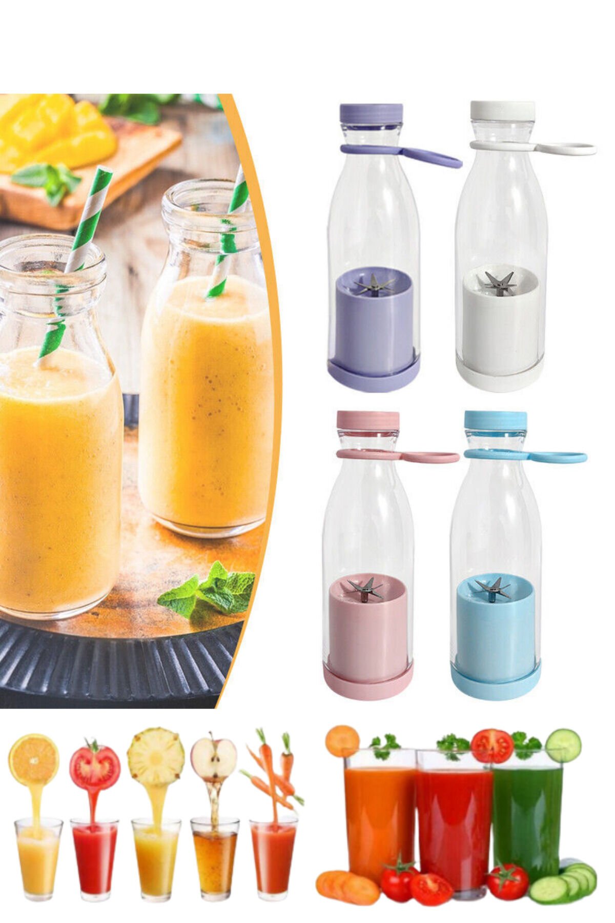 Taşınabilir Blender Kişisel Mikser Usb Elektrikli Meyve Sıkacağı Mini Mikser Mutfak Robotu