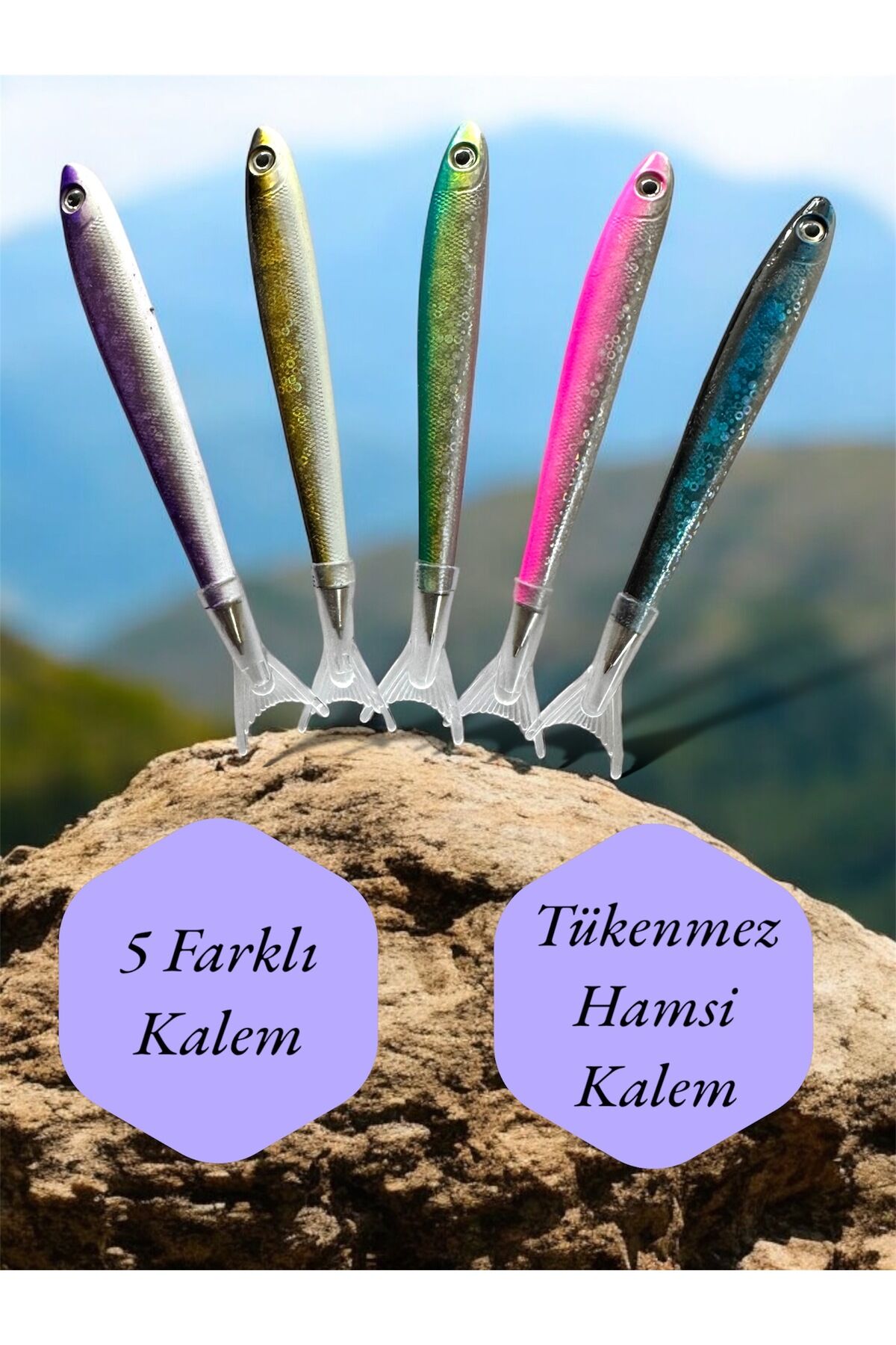Tükenmez hamsi kalem 5 adet Mavi - Tek Ebat