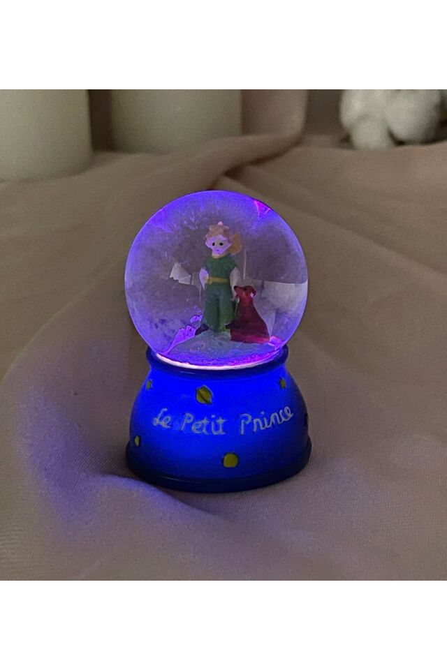 Küçük Prens Mini Işıklı Boy Kar Küresi Mavi - Tek Ebat
