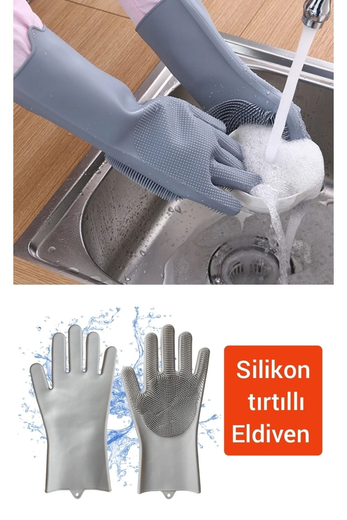 Eldiven Tırtıklı Sihirli Silikon Bulaşık Eldiveni