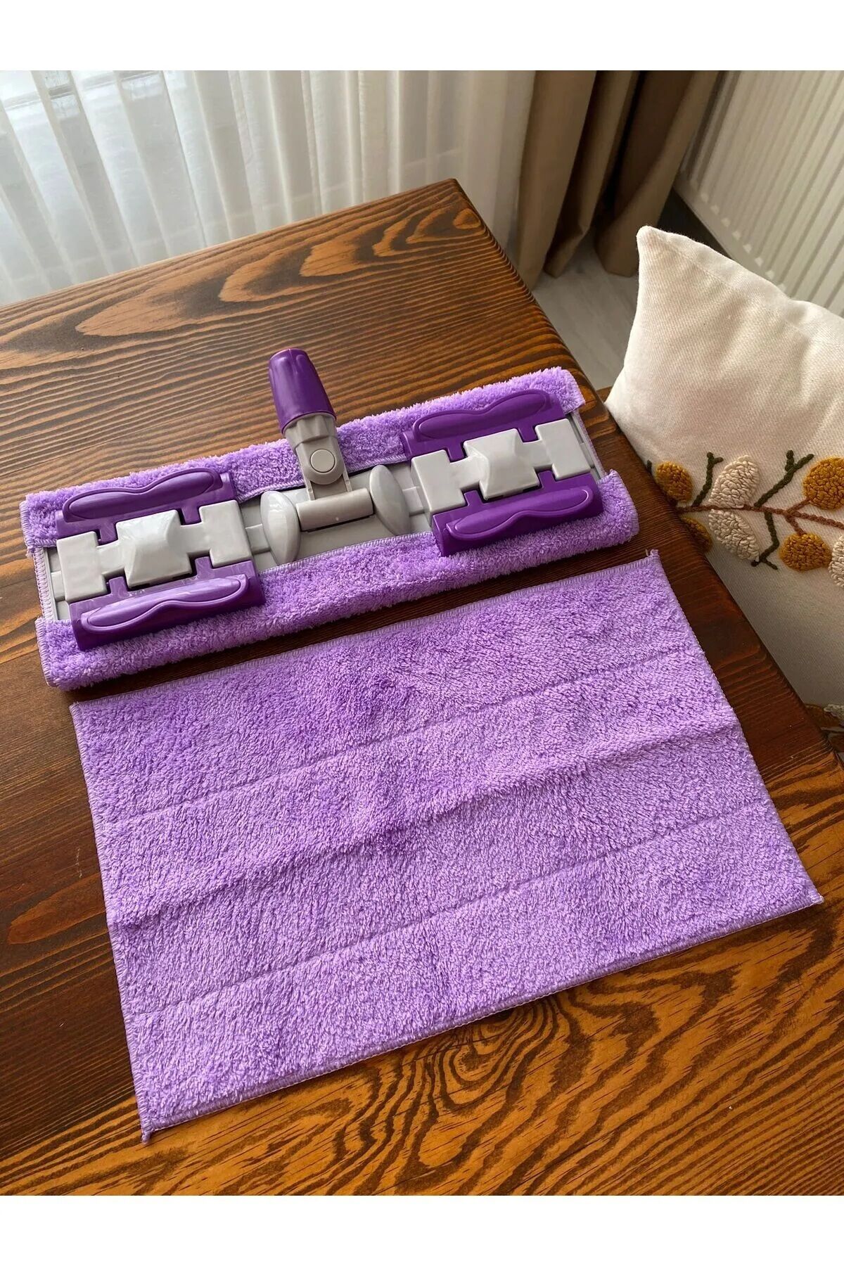 ( 1 Adet ) Yedek Bez Mandallı Mop Sadece Yedek Bez Mikrofiber Bezi mor - Tek Ebat