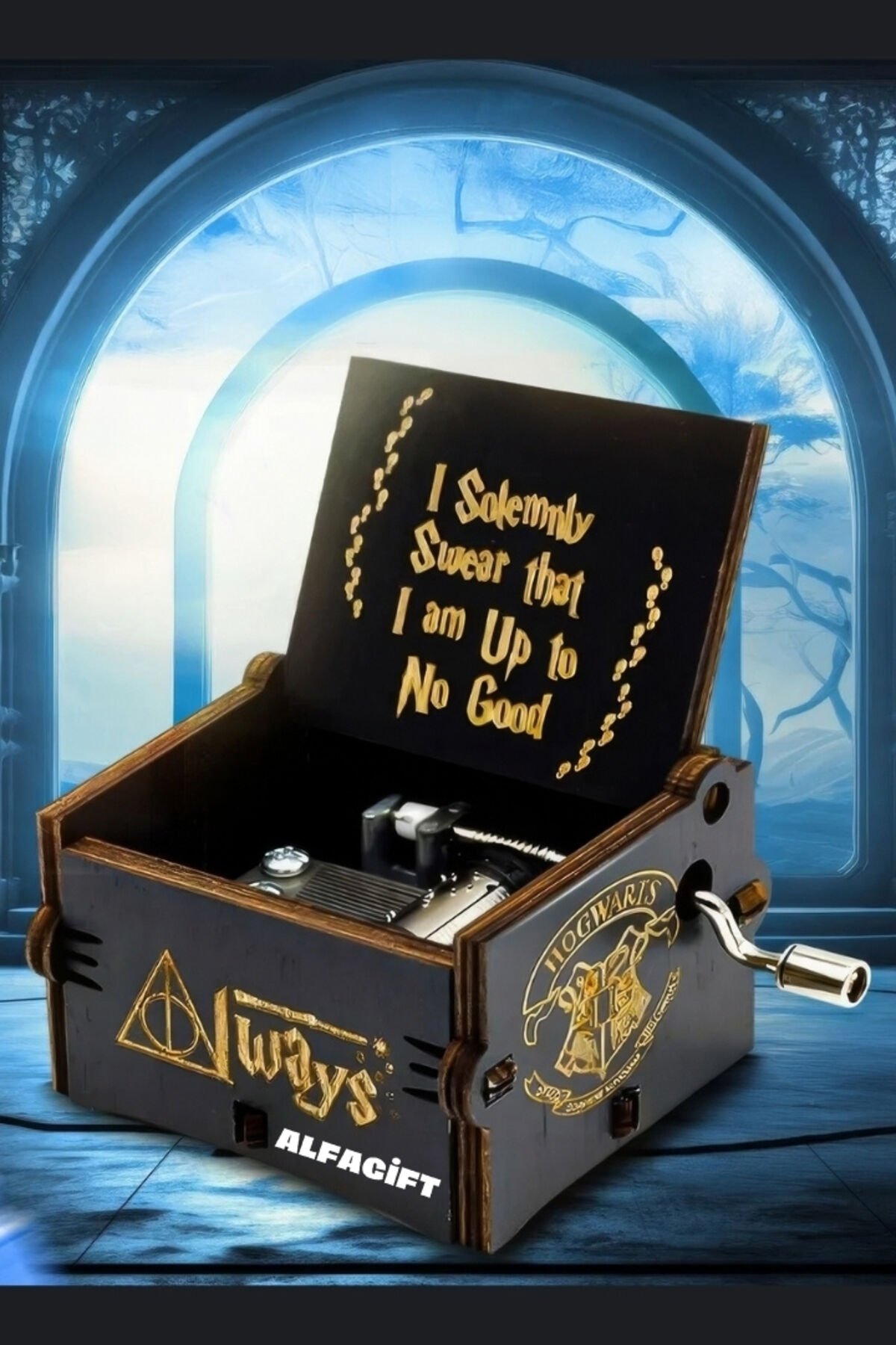 Harry Potter Always Temalı Ahşap Işlemeli Mekanik Müzik Kutusu- Büyüleyici Ve Şık Hediye