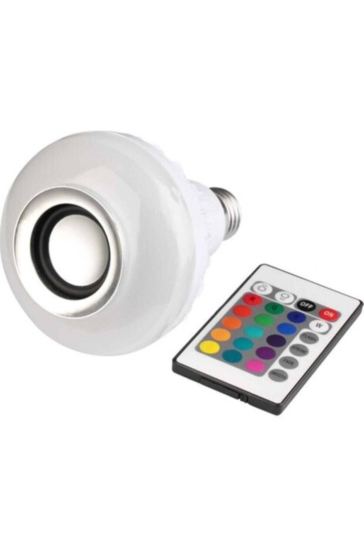 Bluetooth Hoparlör Led Akıllı Ampul Lamba 12 Renk Kumandalı 971 - Tek Ebat