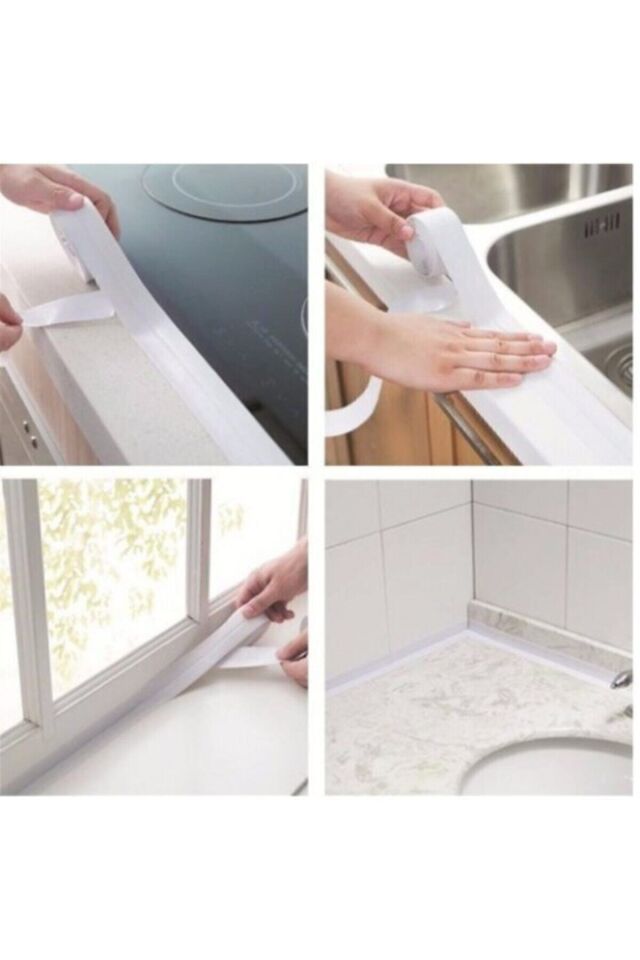 Beyaz Su Sızdırmaz Lavabo Kenar Bandı Kutusuz (3.2M) Mutfak Ve Banyo Lavabo Kenarı Yapışkan Şerit