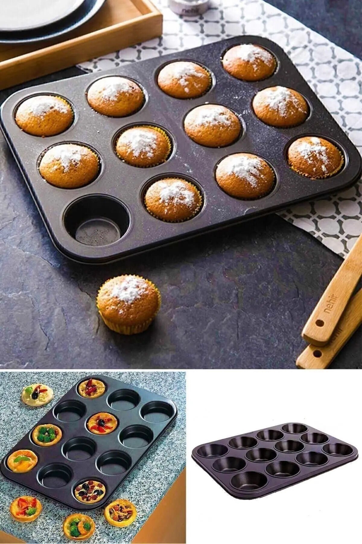 12 Li Muffin Kek Kalıbı NoColor-40ae789f - Tek Ebat