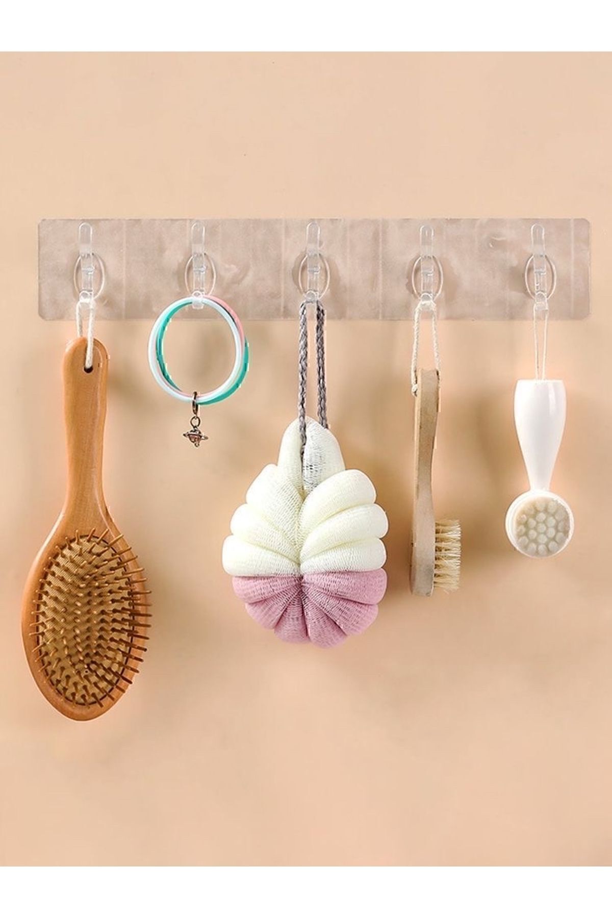 TAYEM 5'li Şeffaf Süper Yapışkan Askı Banyo, Mutfak Düzenleyici Askı