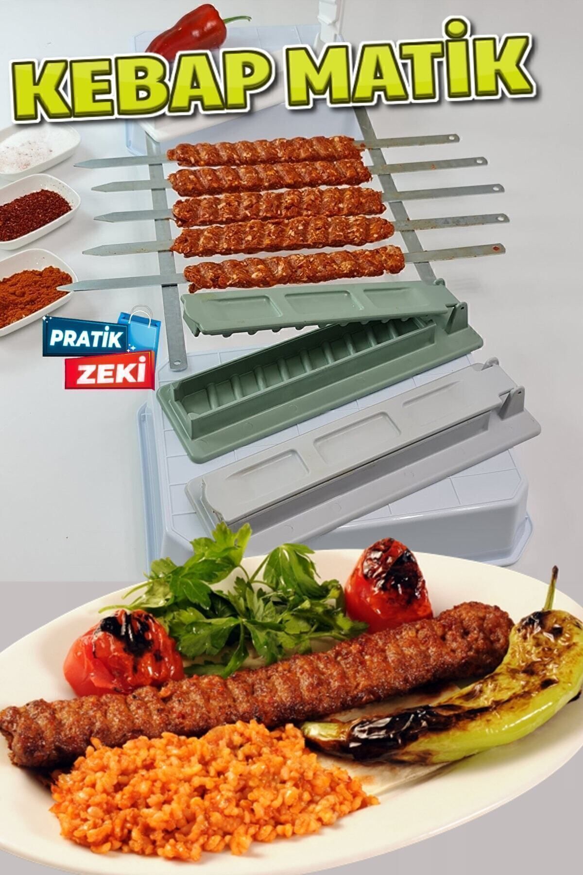 Kebapmatik Adana Urfa Kebap Kalıbı Aparatı Pratik Hızlı Kebap Makinesi Kutusu Kebap Matik Kalıp Tek Ebat