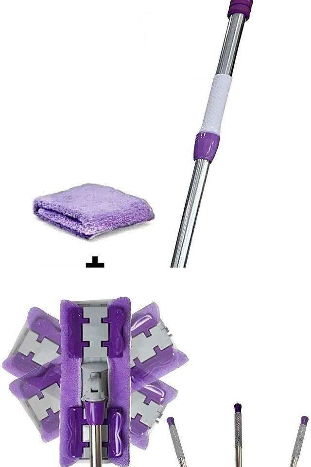 Mop Fayans Cam Duvar Yüzey Temizlik Mikrofiber Mandallı Mop Xxl Islak Mendil Uyumlu MOR - Tek Ebat