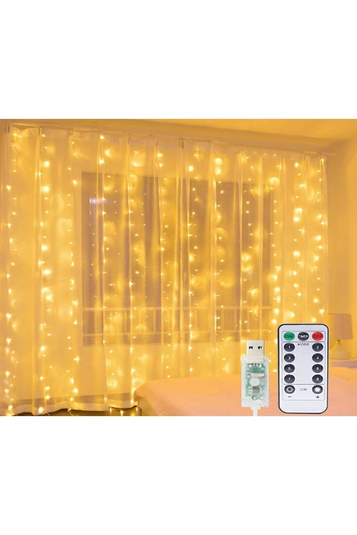 Kumandalı 8 Ayrı Moda Sahip 3mx3m ( 300 Cm X 300 Cm ) Perde Led Peri Led Usb