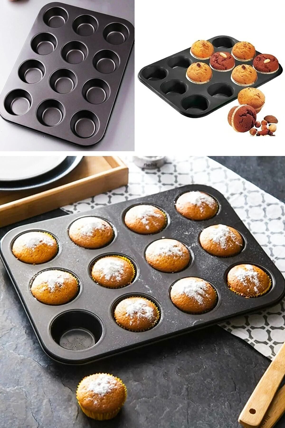 Muffin Kek Kalıbı 12 Li siyah - Tek Ebat