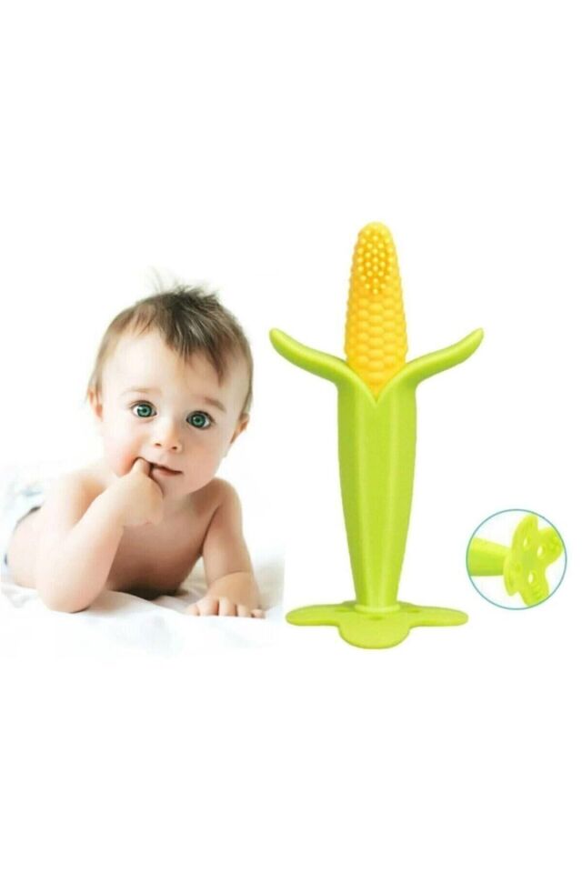 Ayaklı Mısır Bebek Diş Kaşıyıcı Diş Fırçası Diş Çıkartıcı Sarı - Tek Ebat