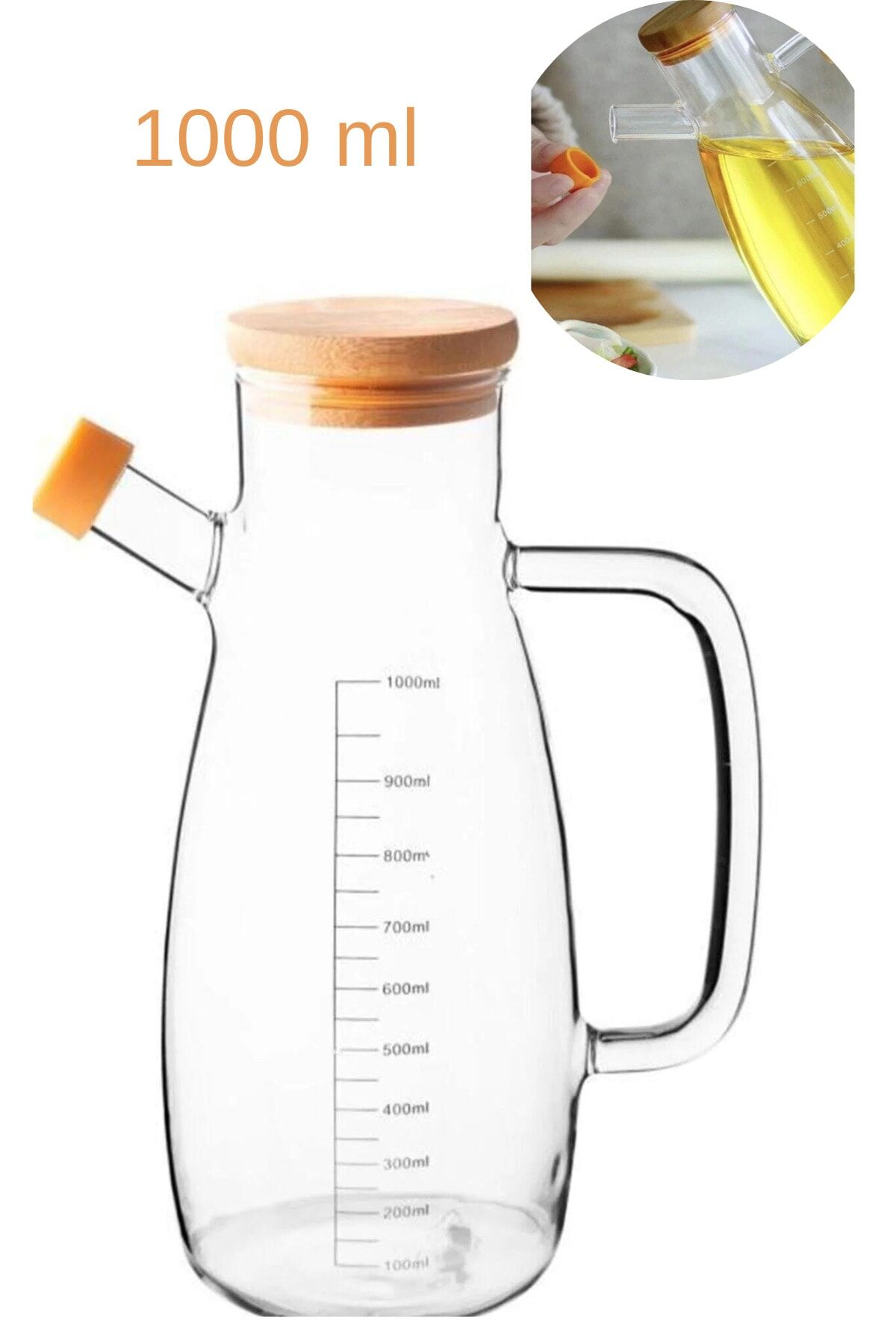 Master Chef 1000 Ml Borosilikat Cam Yağdanlık Yağlık Sirkelik CAM - Tek Ebat