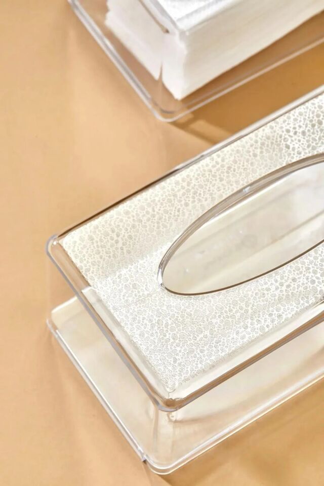 Üstü Desenli Clear Peçete Organizeri Z Peçetelik Şeffaf - Tek Ebat - 22 x 12
