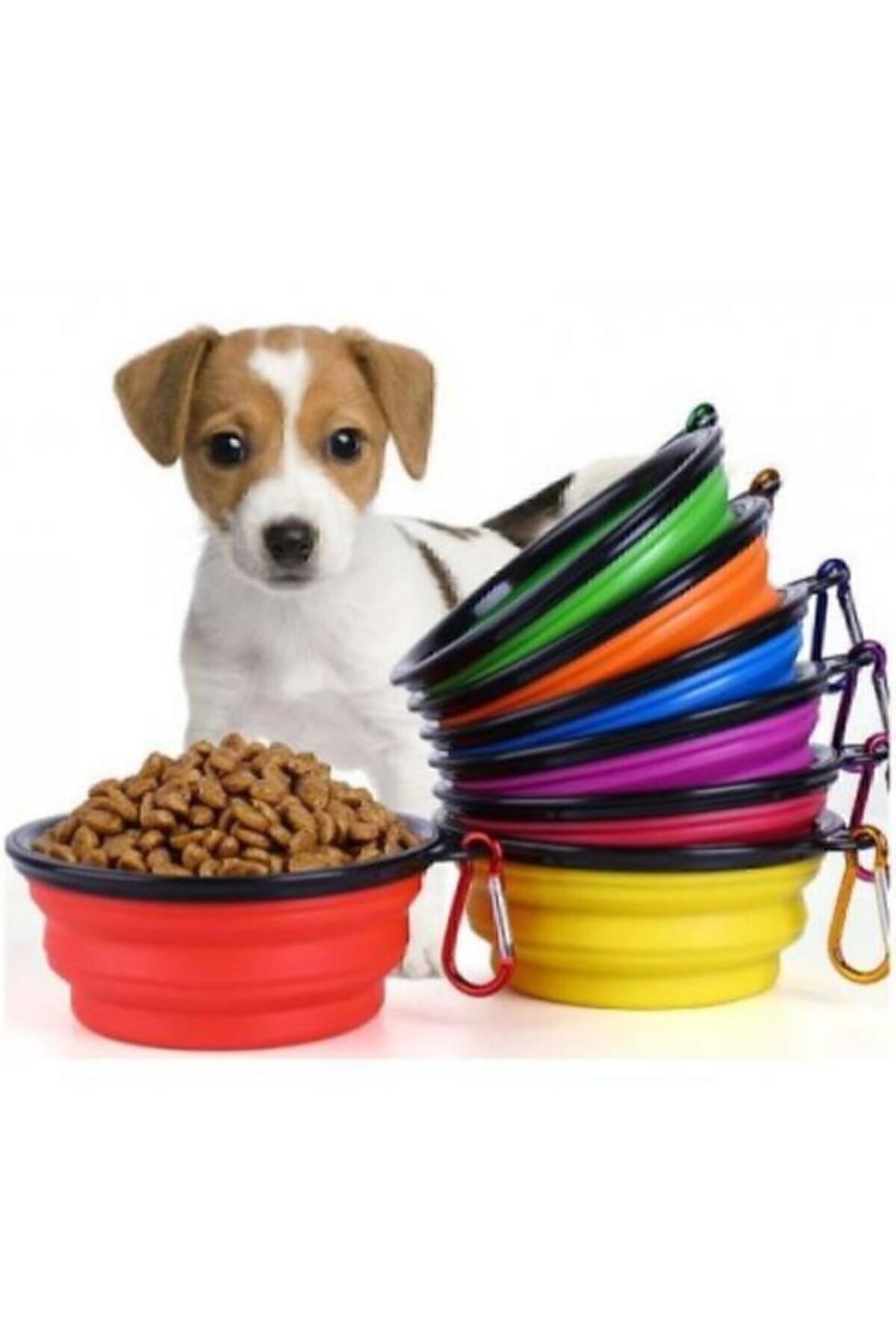 Katlanabilir Kedi Köpek Mama Su Kabı Evcil Hayvan Kap Taşınabilir mavi - Tek Ebat
