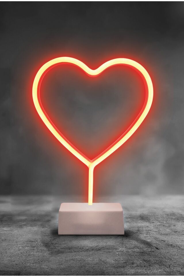 Dekoratif Neon Kalp Gece Aydınlatması