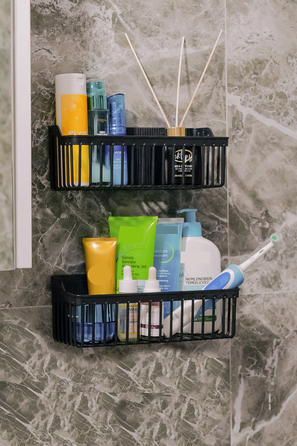 Banyor Paslanmayan Yapışkanlı Duvar Rafı, 2 Adet Duvar Düzenleyici ,baharatlık Rafı, Plastik
