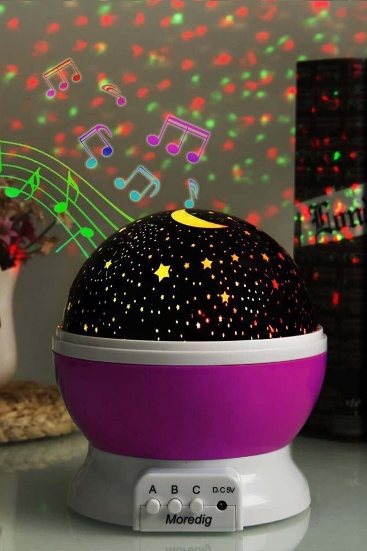 Mor Renkli ve Dönen Star Master Projeksiyon Gece Lambası Tek Ebat - 8 x 15