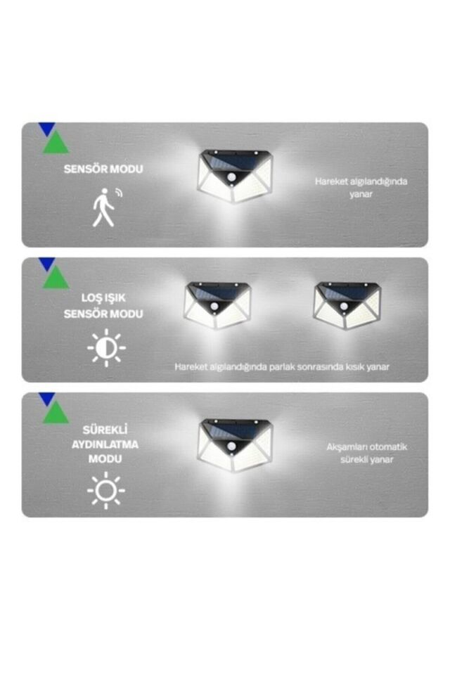4 Adet 100 Solar Güneş Enerjili Hareket Sensörlü Bahçe Garaj Ev Aydınlatma Lambası Tek Ebat