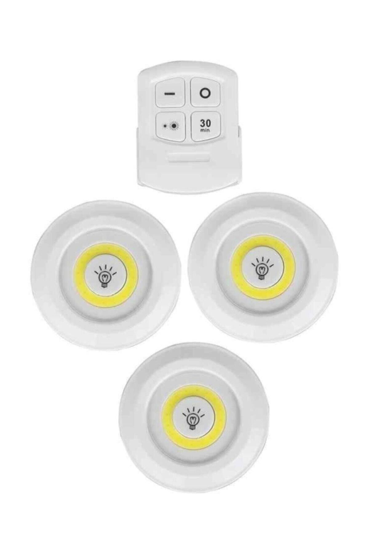 Uzaktan Kumandalı 3 Lü Spot Led Lamba Kablosuz Pilli Işıldak NoColor-2f73caea - Tek Ebat
