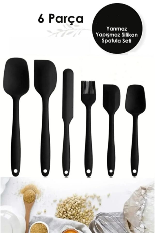 6 Adet Isıya Dayanıklı Yanmaz Yapışmaz Silikon Spatula Seti | 6'lı Silikon Spatula Seti Bpa Free