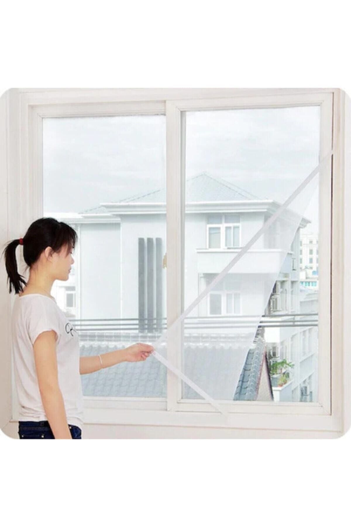 75 X 125 CM + 4 MT CIRT BANT KESİLEBİLİR HAZIR PENCERE TÜL SİNEKLİK PRATİK TAK ÇIKA Tek Ebat - 75 x 125