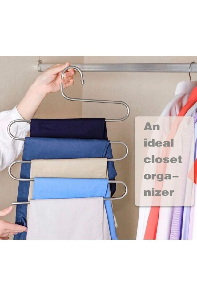 5 Katlı Metal Pantalon Eşarp Askısı Dolap Içi Düzenleyici Pantolon Askısı Pratik Düzenleme Askılık