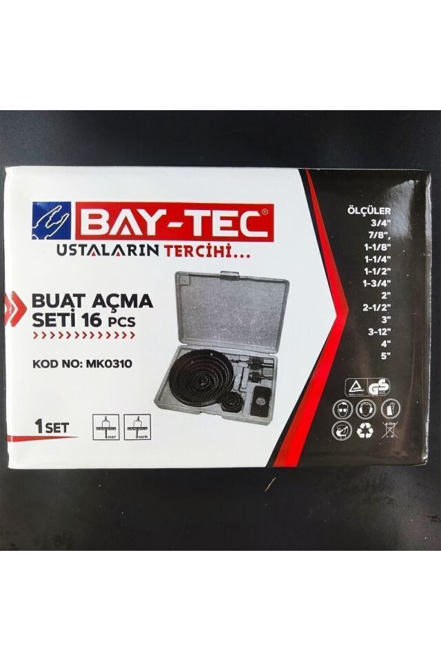 Profesyonel 16 Parça Panç Seti Kartonpiyer Sunta Alçıpan Delici Testere Takımı Kartonpiyer Tek Ebat