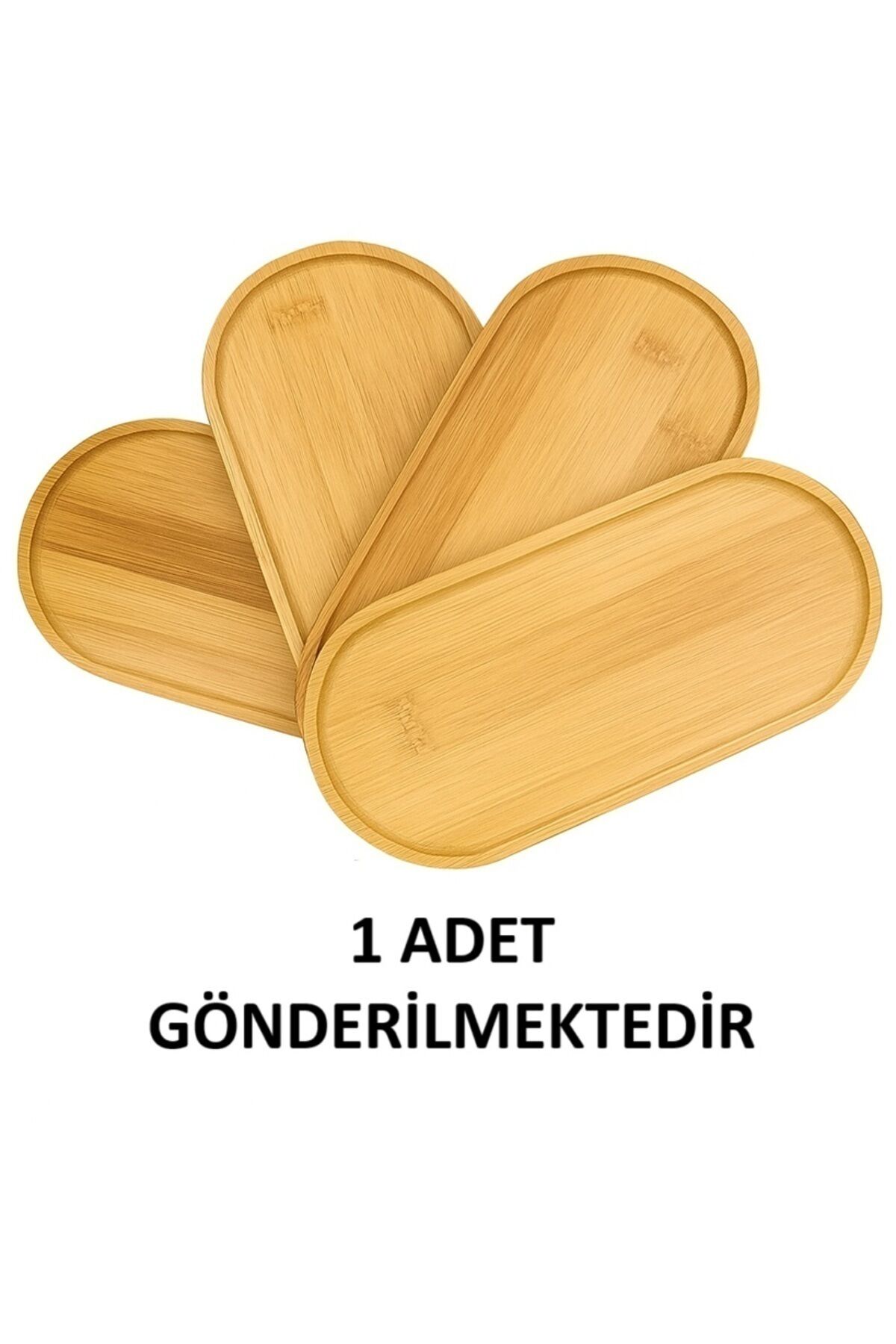 1 Adet Bambu Oval Sunum ve Servis Tepsisi - Ahşap Tepsi - Yağdanlık Altlığı No Color - Tek Ebat - 23 x 13