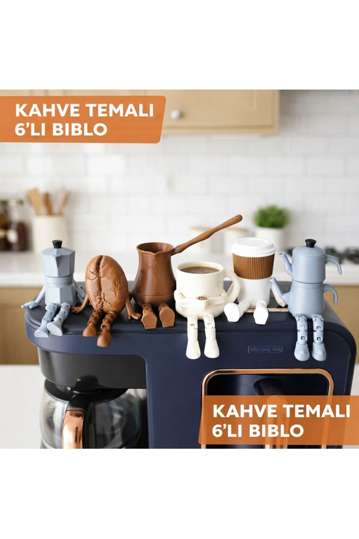 Kahve Temalı Dekoratif Figür Seti 6’lı – Mutfak & Kahve Köşesi Biblo Aksesuar