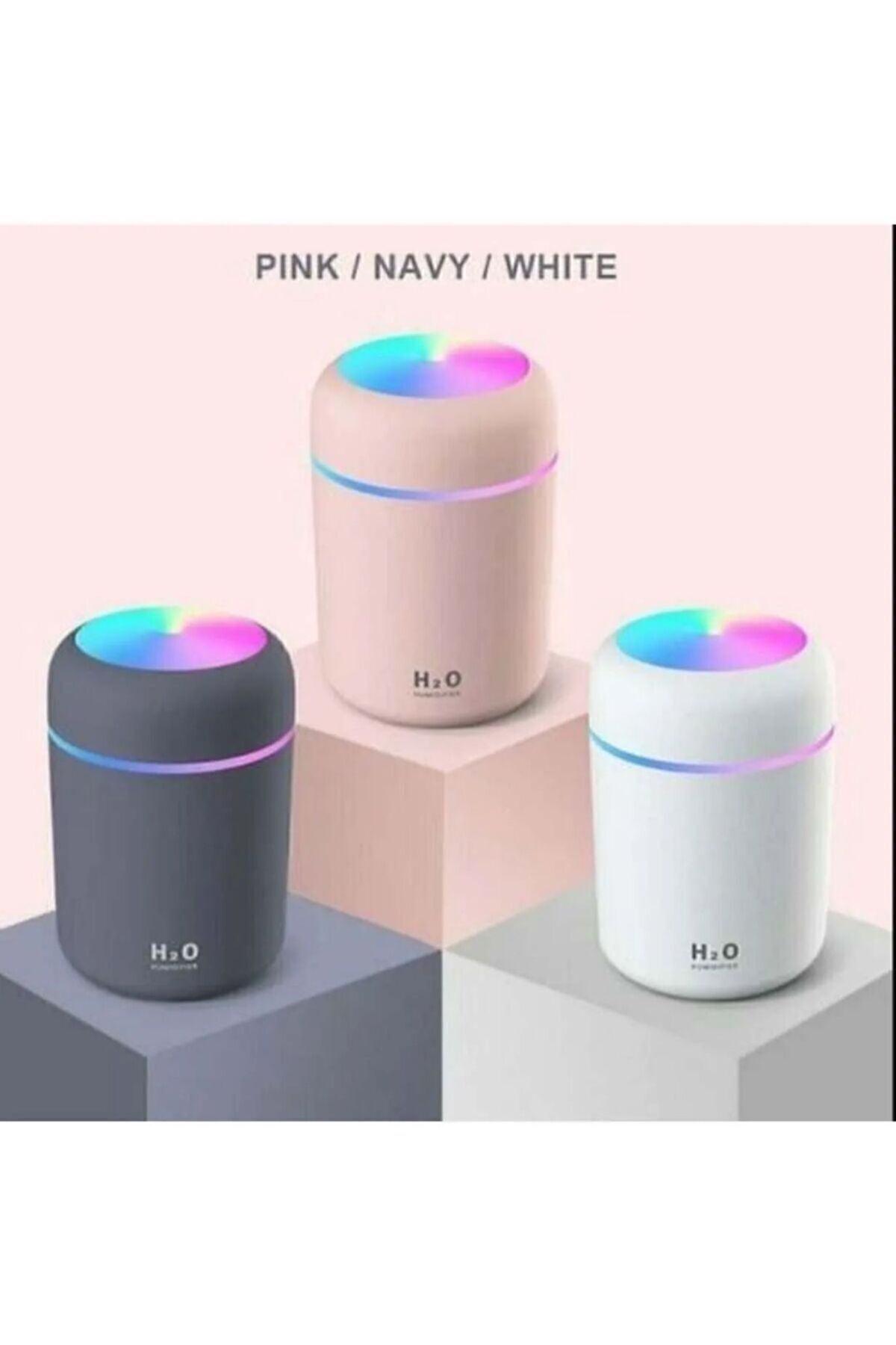 H2o Led Işıklı Mini Oda Hava Nemlendirici Ve Taşınabilir Buhar Makinesi Antrasit - Tek Ebat